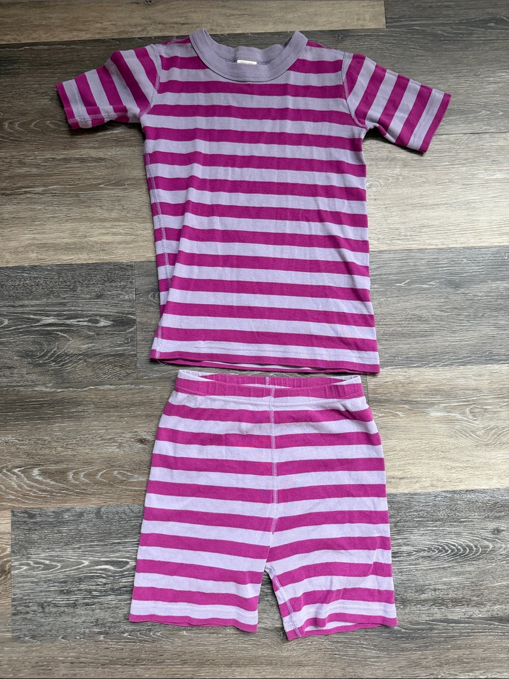 Hanna Andersson Purple & Pink Striped Short-Sleeve Pajama Set